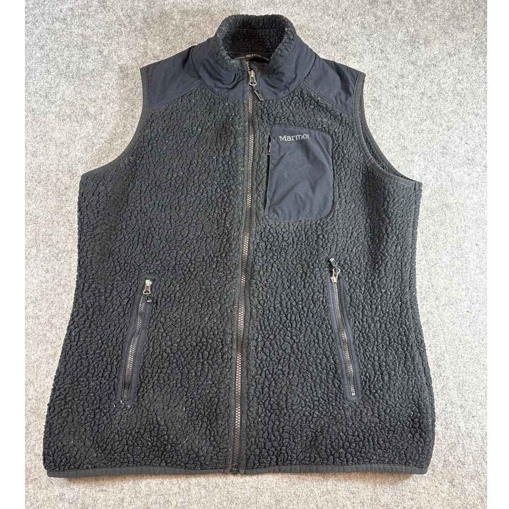Marmot Wiley Polartec Sherpa Fleece Vest Womens Large Black Full Zip 89530